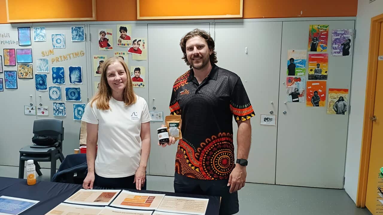 Michael Watkins, lecturer at Adelaide University, alongside pharmacologist and chemist also from Adelaide University, Susan Semple