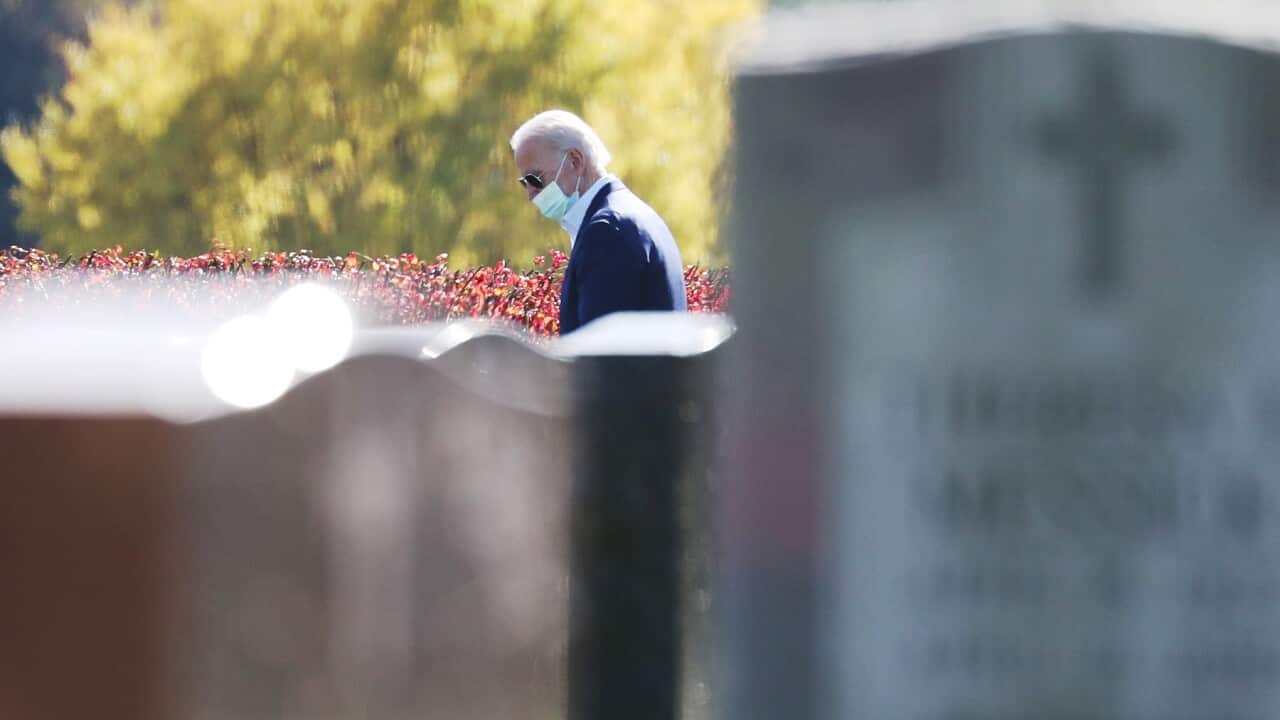 President-elect Joe Biden visits a family grave site after attending a church service in Wilmington, Delaware