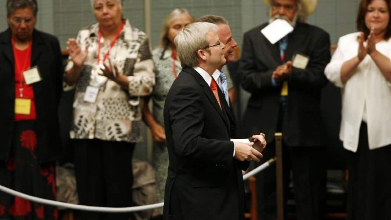 Then prime minister Kevin Rudd after delivering the natioanl apology.