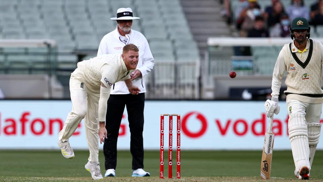 Ben Stokes of England bowls the ball during the Boxing Day Test Match in the Ashes series between Australia and England on 26 December.