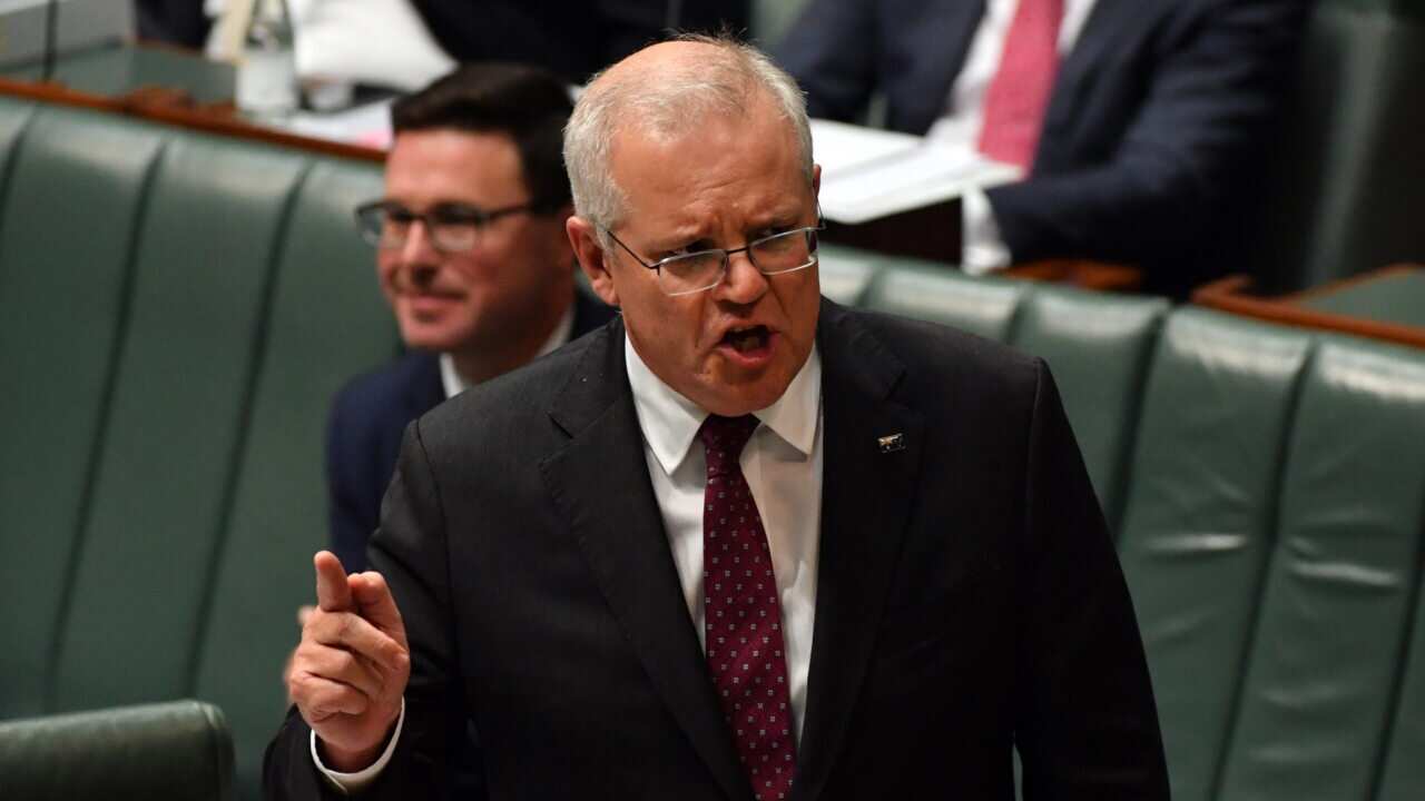 Prime Minister Scott Morrison during Question Time in Parliament House.