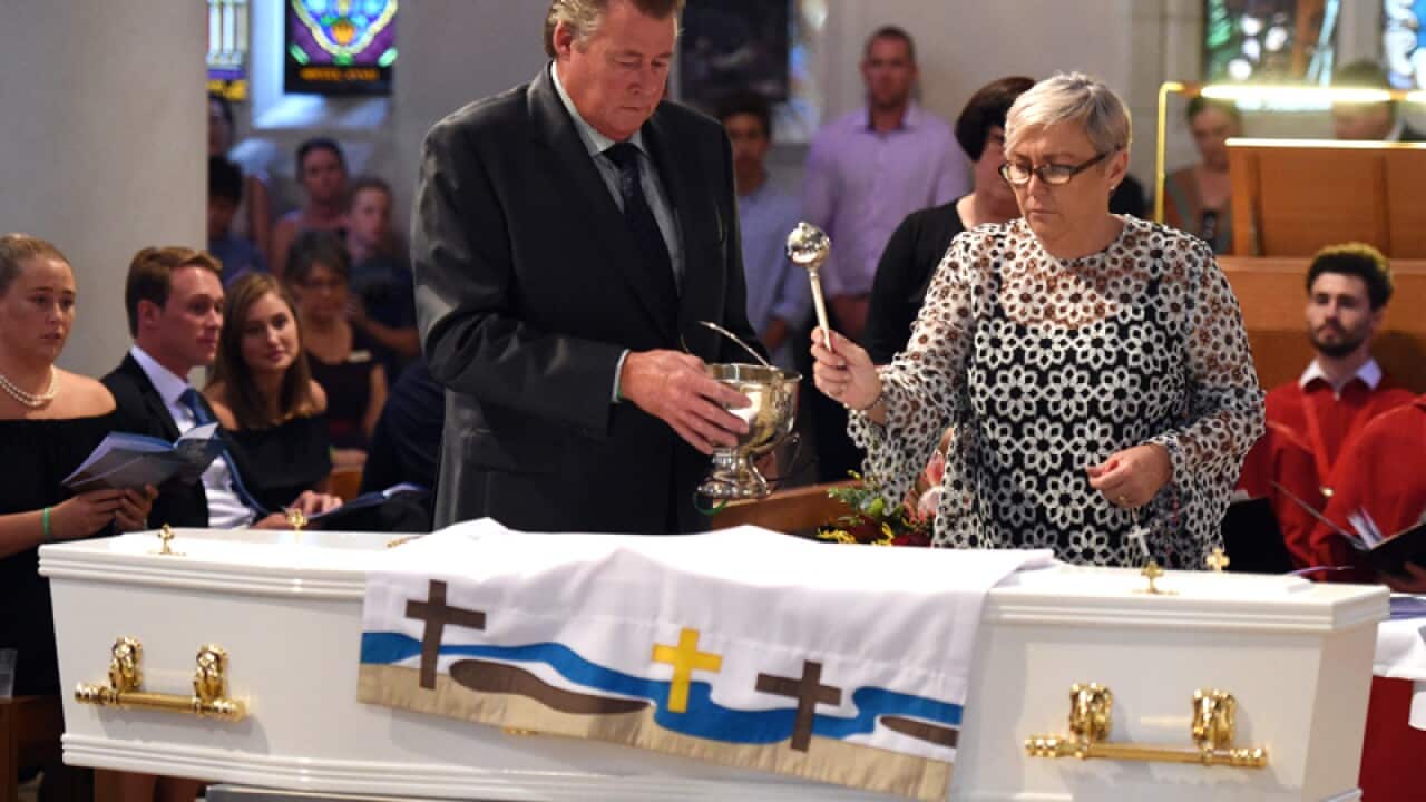 The coffin of 18 year-old one-punch victim Cole Miller