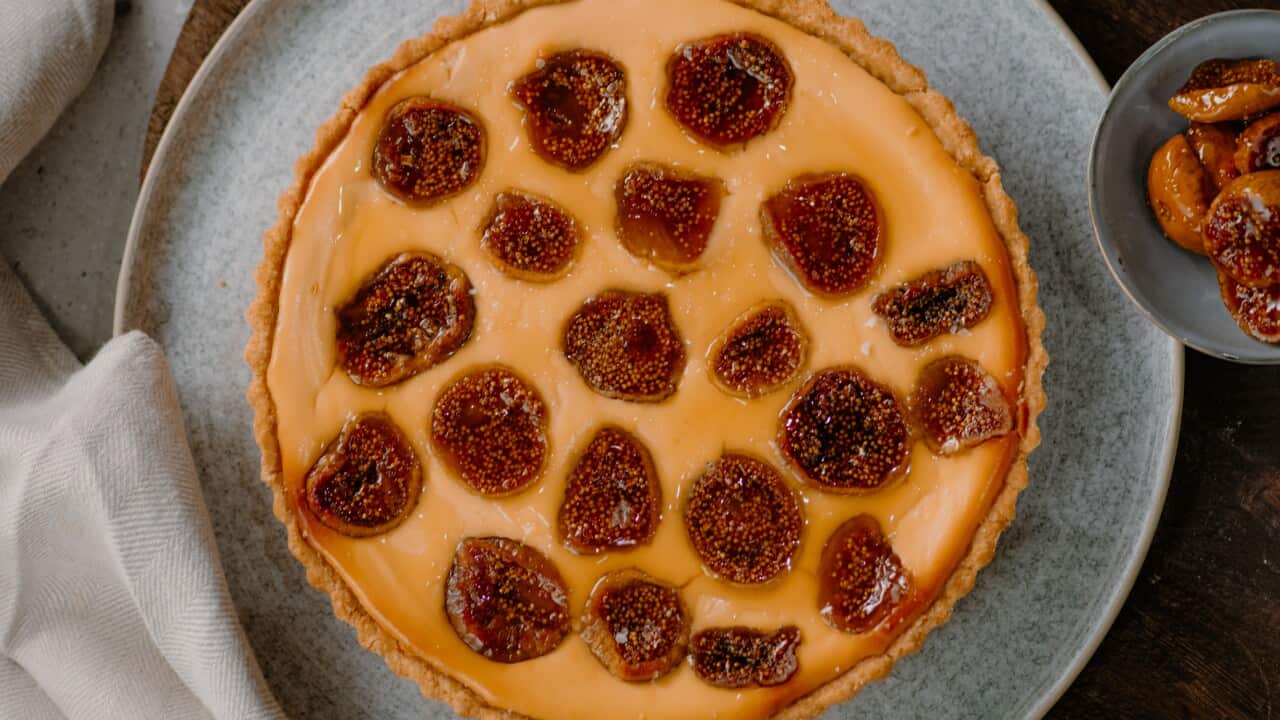 Fig, ricotta and raw honey tart