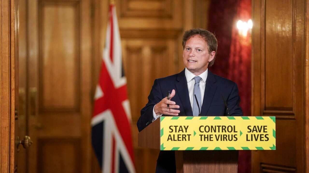 Britain's Transport Secretary Grant Shapps at the Downing Street press conference