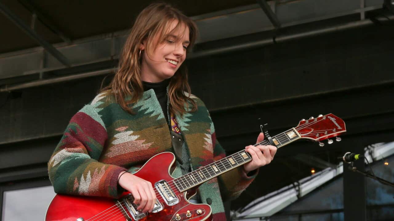Angie McMahon performs at Rachael Ray's Feedback Party at Stubb's during the South by Southwest Music Festival on Saturday, March 16 2019, in Austin, Texas. (Photo by Jack Plunkett/Invision/AP)