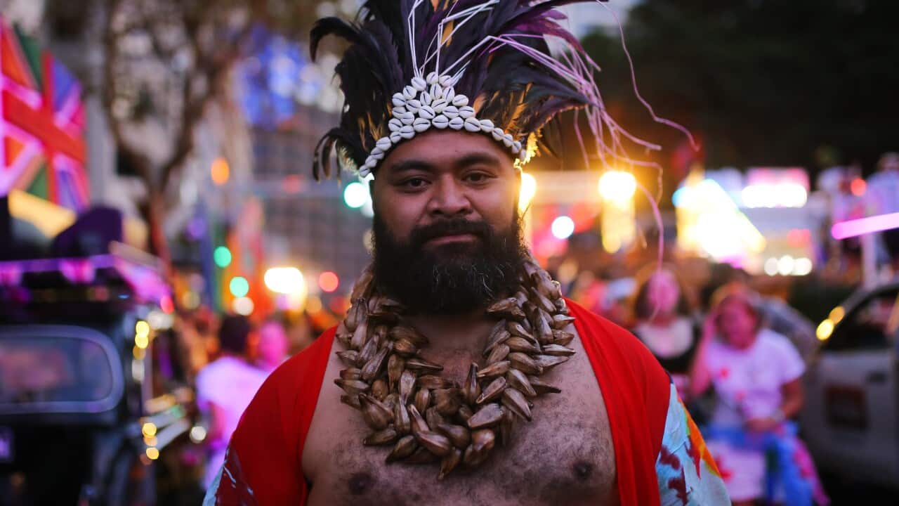Joseph Zane Sikulu at the Sydney Gay and Lesbian Mardi Gras (AAP).jpg
