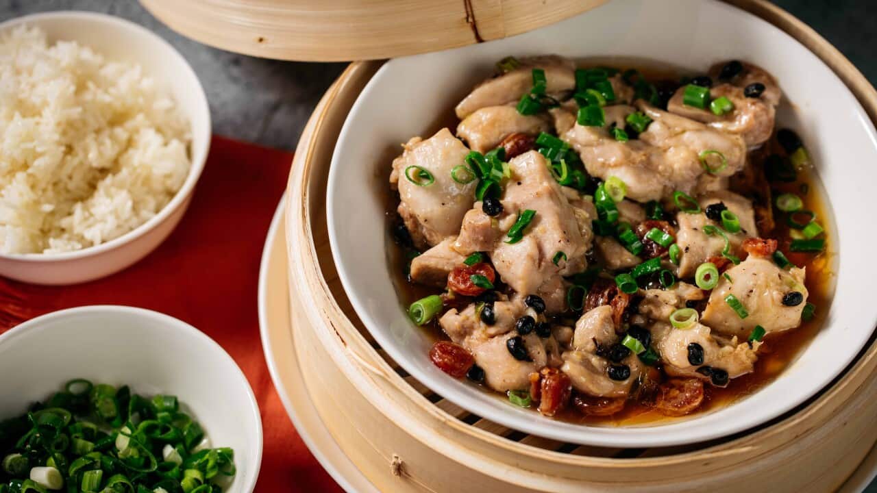 Cantonese steamed chicken with lap cheong and black beans