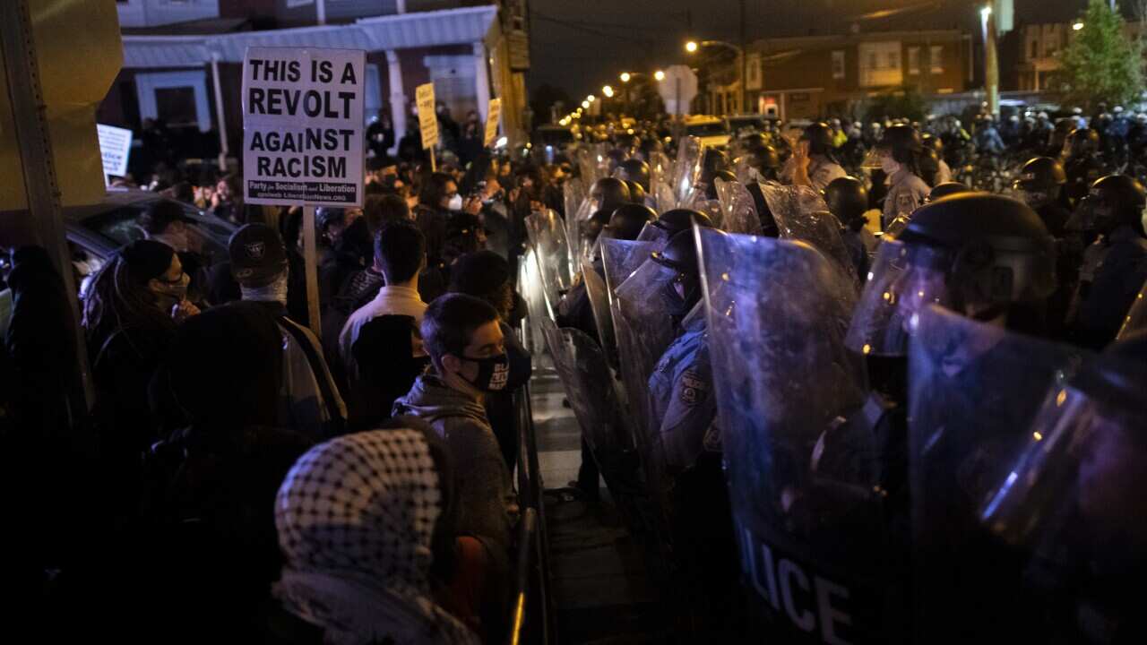 A second night of protests have broken out in Philadelphia.