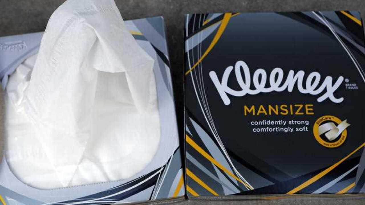 Kleenex Mansize tissues are pictured in London
