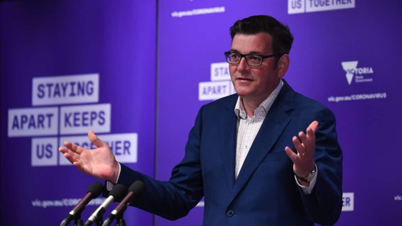 Victorian Premier Daniel Andrews addresses the media during a press conference in Melbourne, Monday, October 12, 2020.