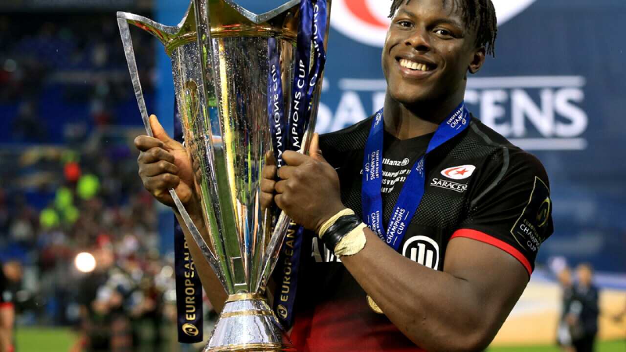 Saracens' Maro Itoje celebrates