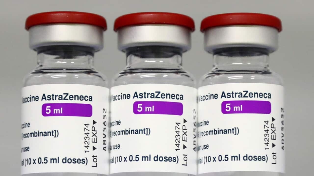 Vials of the AstraZeneca COVID-19 vaccine