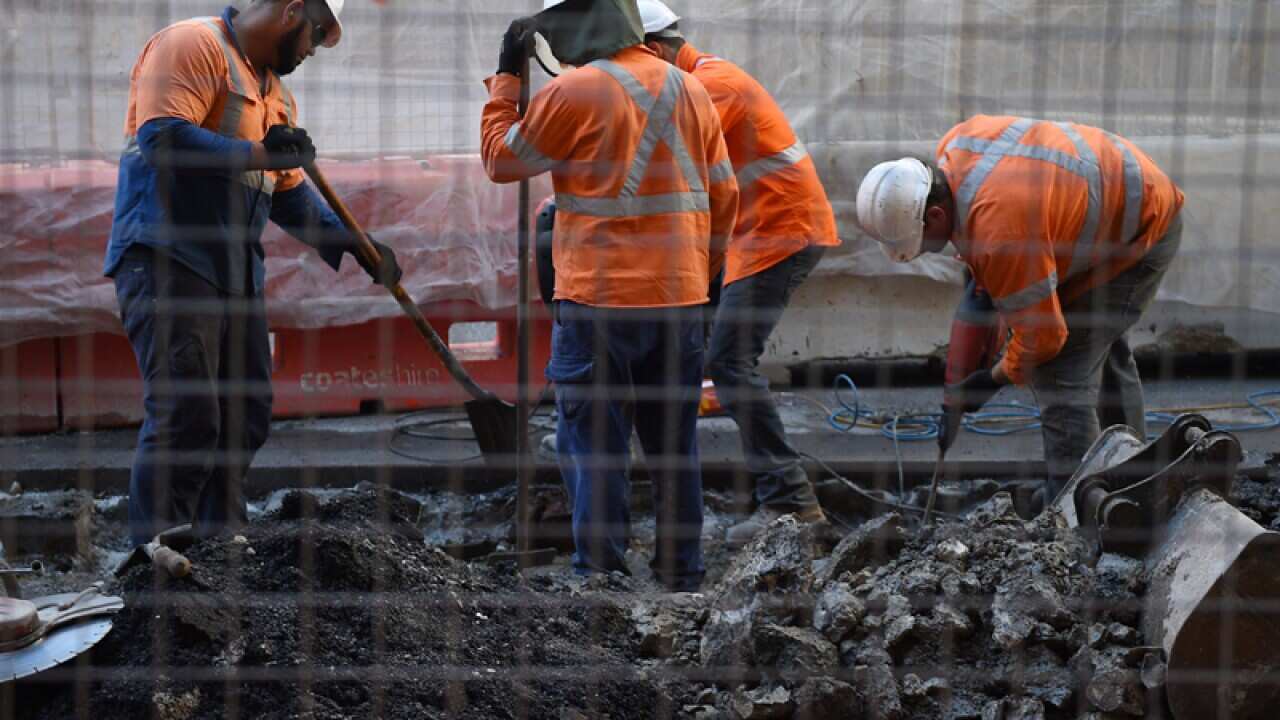 Road maintenance workers in Sydney