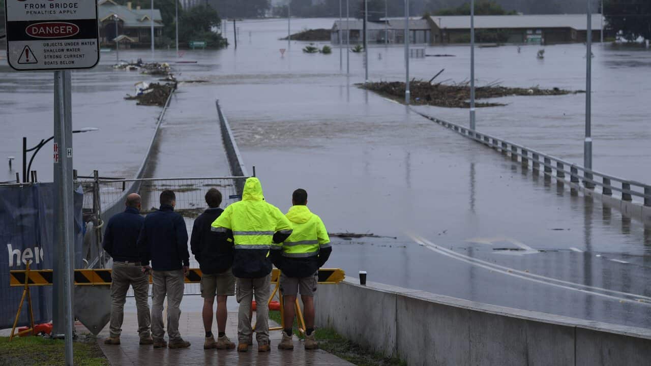 The New Windsor Bridge is seen inundated by flood waters from the Nepean River at Windsor in Sydney's northwest, Monday, 22 March, 2021.