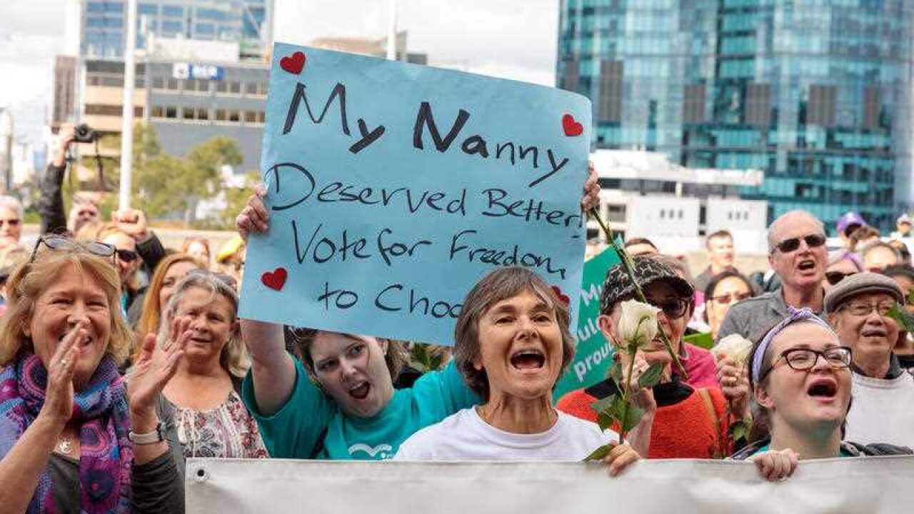 File photo of supporters of assisted-dying laws in WA.