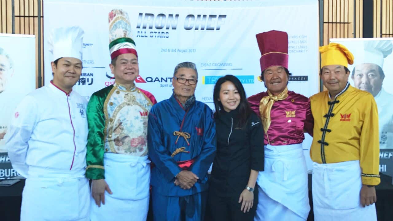 Original four iron chefs, Kentaro Chen, Janice Wong at the booth of  the charity Opportunity International Australia 