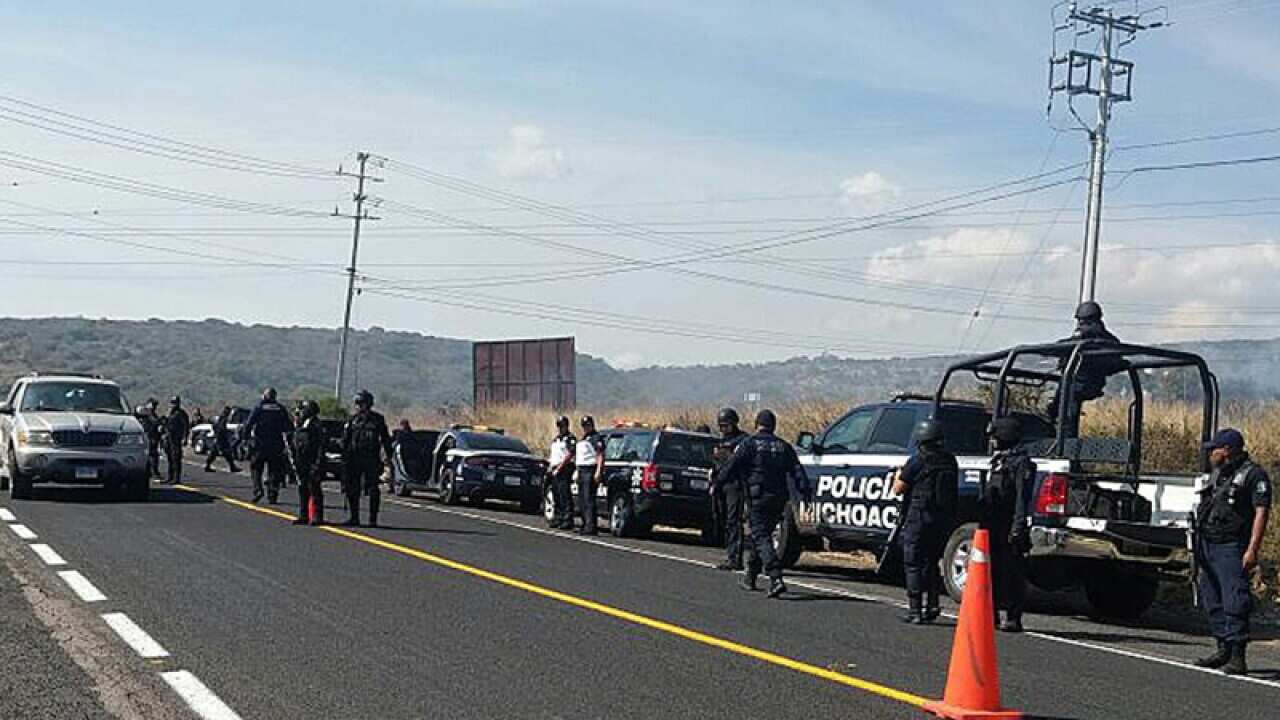 A state police checkpoint in Michoacan