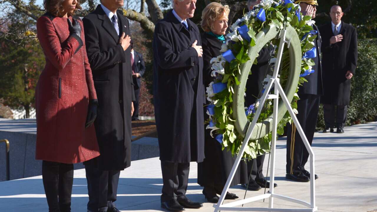 A wreath-laying ceremony in honour of John F. Kennedy