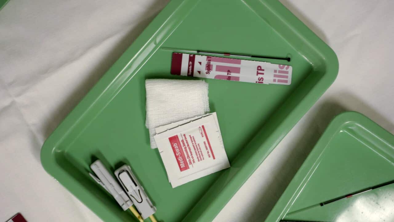 A portable testing kit for on-the-spot syphilis testing.