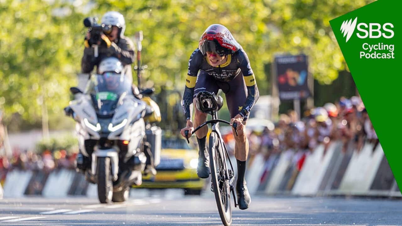 BARCELONA, SPAIN - JULY 4: Jonas Vingegaard of Denmark and Team Visma - Lease a Bike competes during the 113th Tour de France 2026, Stage 1 a 19.6km team time trial stage from Barcelona to Barcelona / #UCIWT / on July 04, 2026 in Barcelona, Spain. (Photo by Alberto Gardin/Eurasia Sport Images/Getty Images)