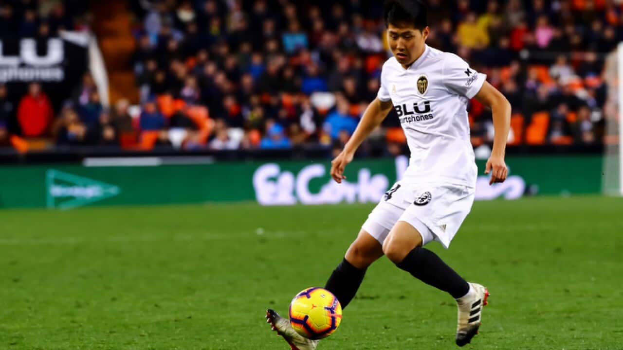 Kang In Lee of Valencia CF during spanish La Liga match between Valencia CF and Real Valladolid CF at Mestalla Stadium on January 12, 2019. (Photo by Jose Miguel Fernandez/NurPhoto/Sipa USA) (Photo by Jose Miguel Fernandez/NurPhoto/Sipa USA).