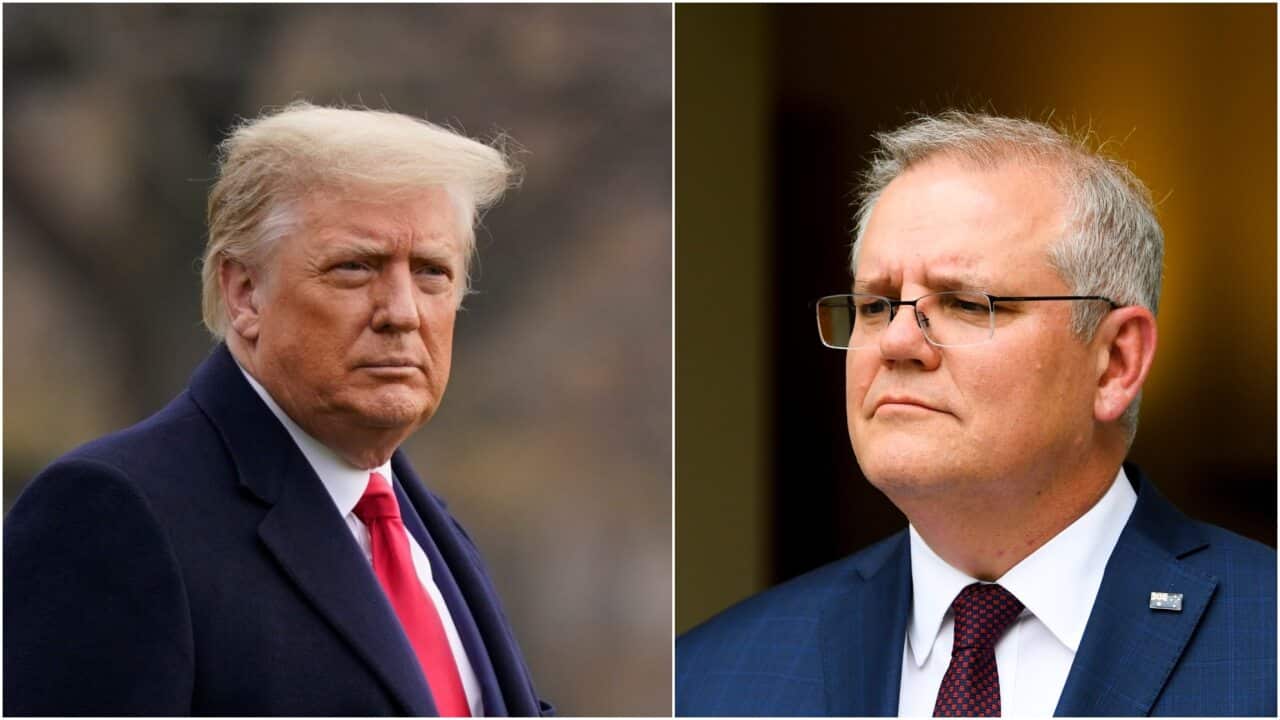 A composite photo of US President Donald Trump and Australian Prime Minister Scott Morrison.