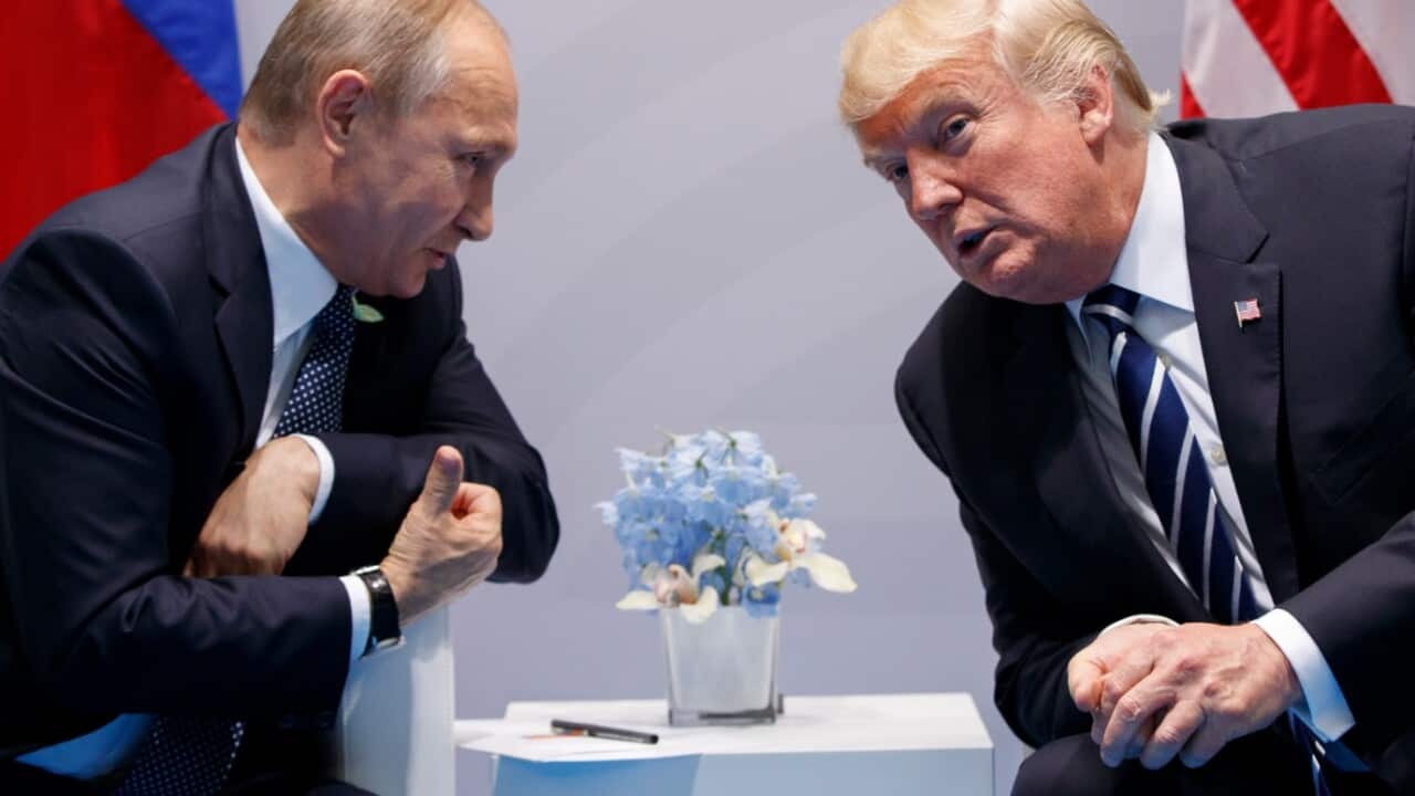 US. President Donald Trump meets with Russian President Vladimir Putin at the G-20 Summit, Friday, July 7, 2017, in Hamburg.