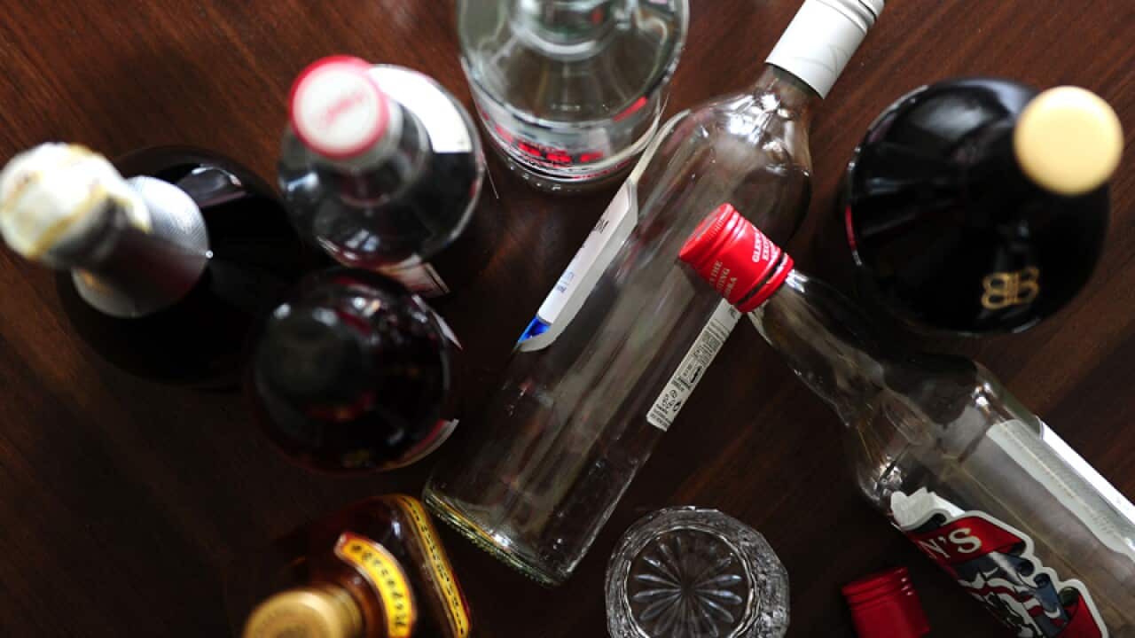 Empty bottles of alcohol