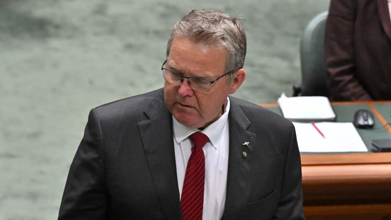 A grey haired men with glasses, looking to the side.