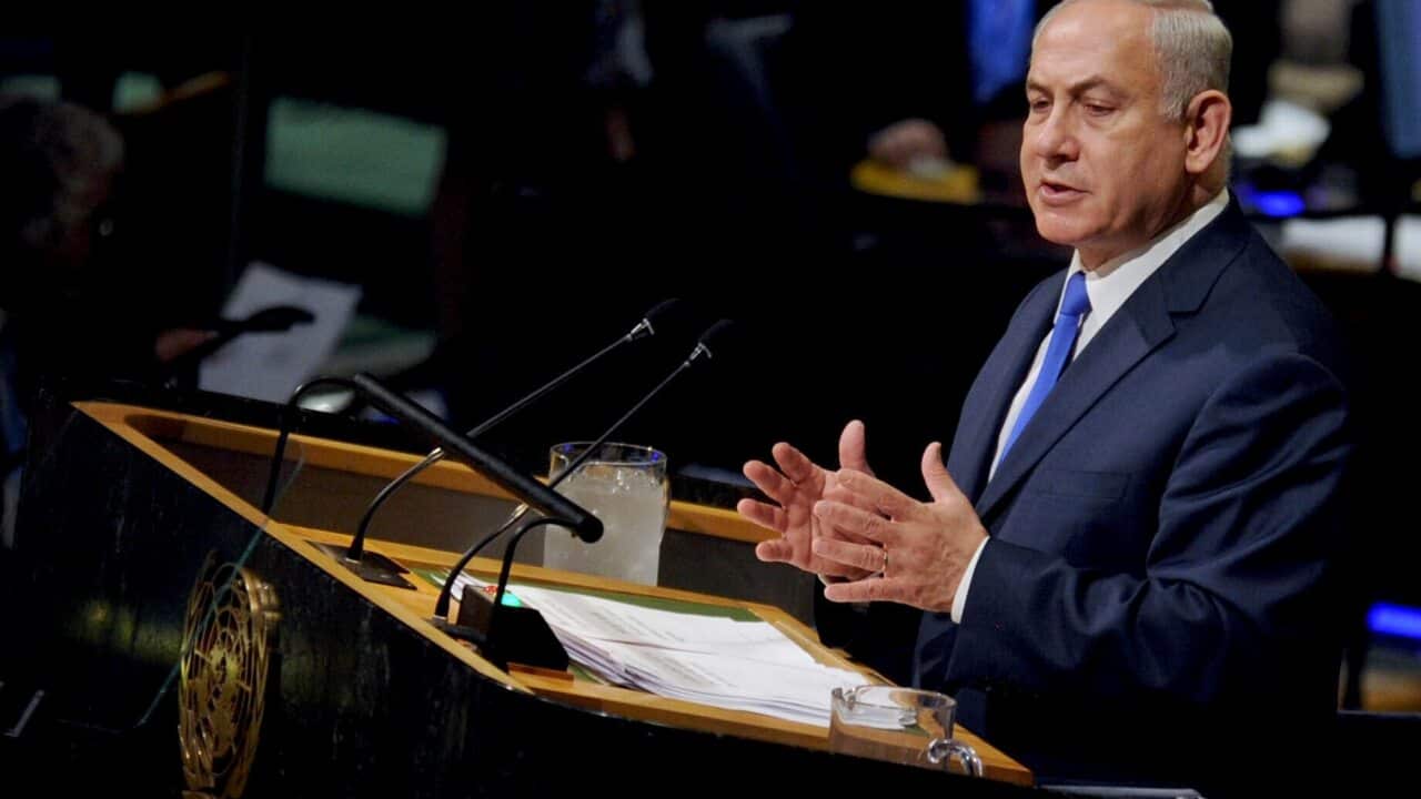 File photo: Benjamin Netanyahu speaks at the 72nd session of the United Nations General Assembly in New York City on 19 September 2017.