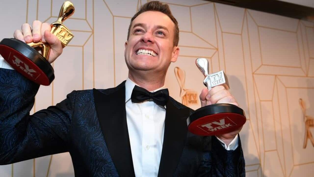 Grant Denyer poses with his Gold Logie award.