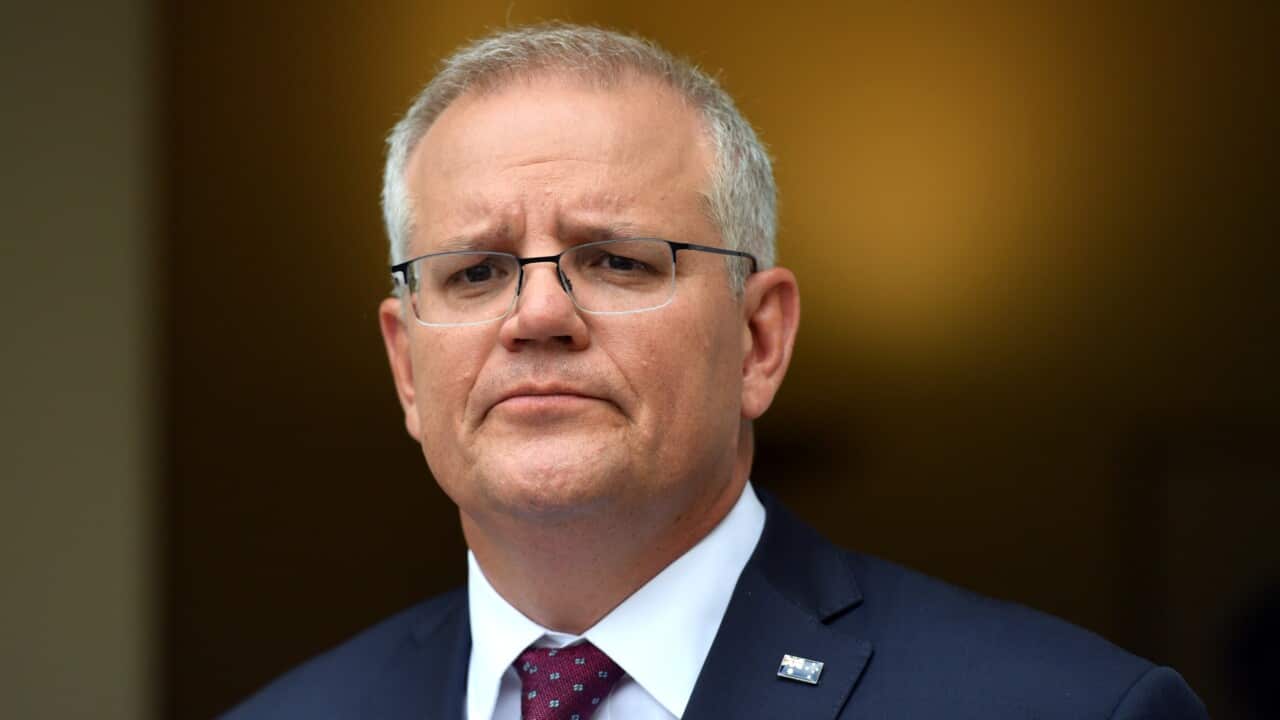 Prime Minister Scott Morrison speaks to the media at Parliament House in Canberra, on Tuesday, 16 February.