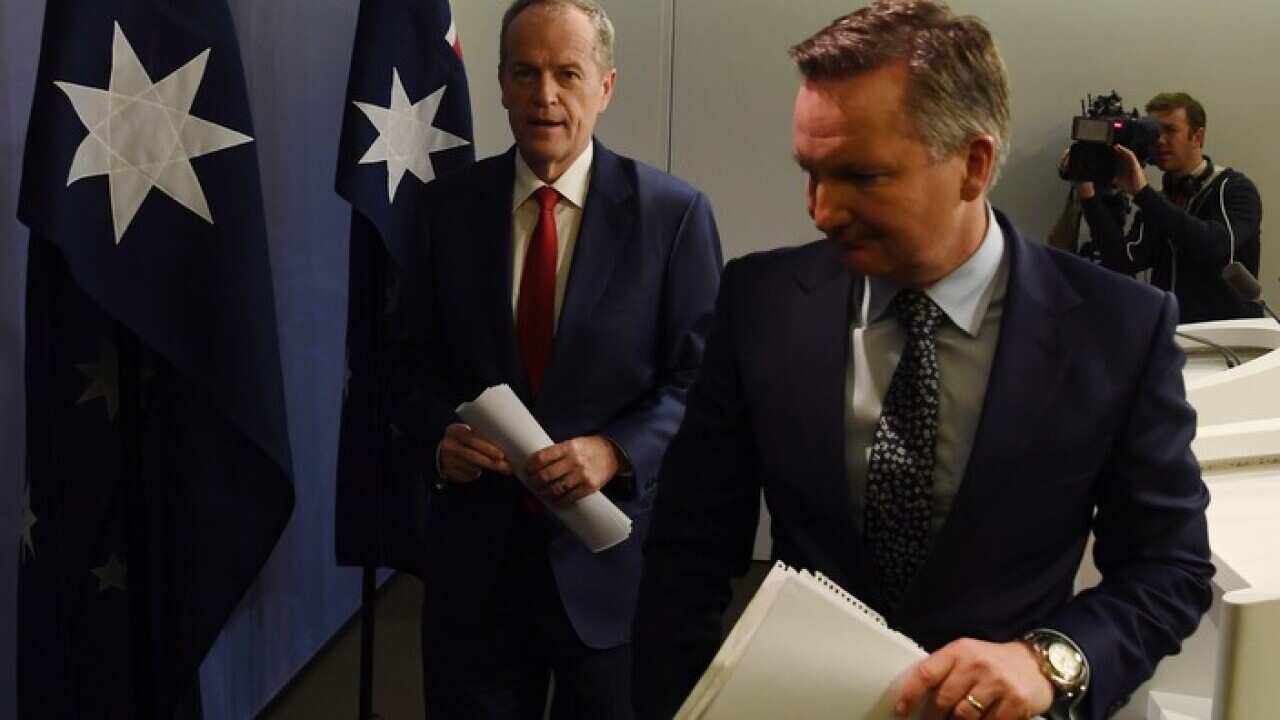 Bill Shorten, left, and Chris Bowen after the announcement