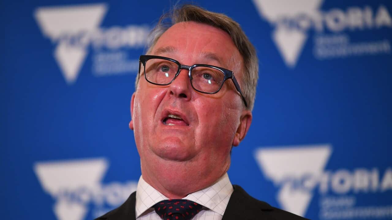 Victorian Health Minister Martin Foley speaks to the media during a press conference in Melbourne, Thursday, November 18, 2021. (AAP Image/James Ross) NO ARCHIVING