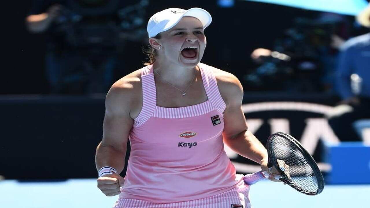 Ashleigh Barty of Australia celebrates.