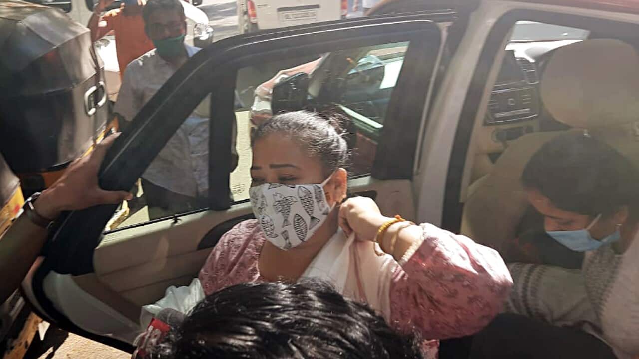 Comedian Bharti Singh and her husband Harsh Limbachiyaa arrive at the NCB office
