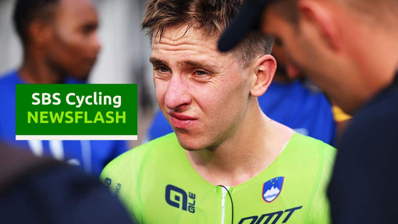 KIGALI, RWANDA - SEPTEMBER 21: Tadej Pogacar of Team Slovenia reacts after 98th UCI Cycling World Championships Kigali 2025 - Men Elite Individual Time Trial a 40.6km race from Kigali to Kigali on September 21, 2025 in Kigali, Rwanda. (Photo by Dario Belingheri/Getty Images)