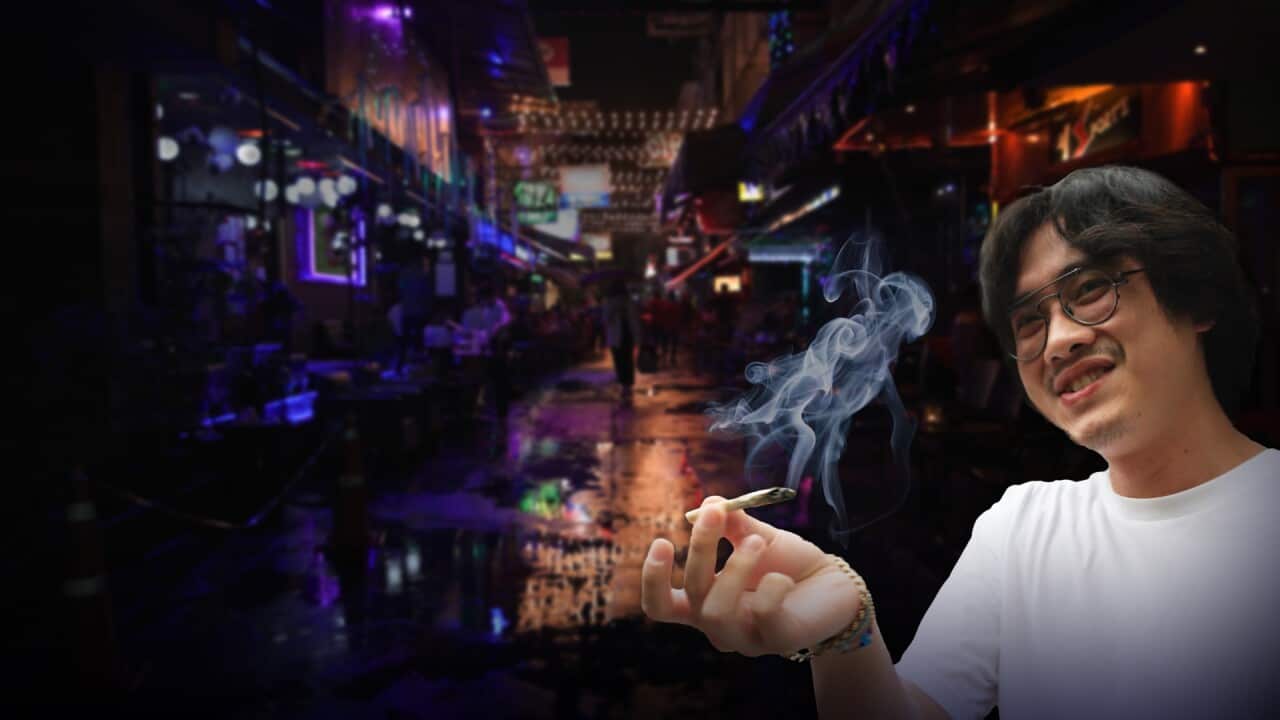 A man smoking cannabis.