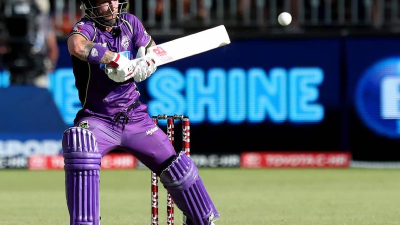 Matthew Wade of the Hurricanes plays a shot