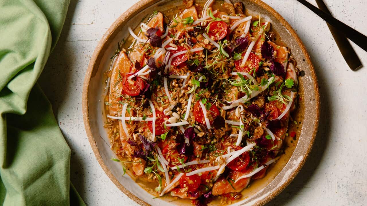 Vietnamese sour king salmon salad