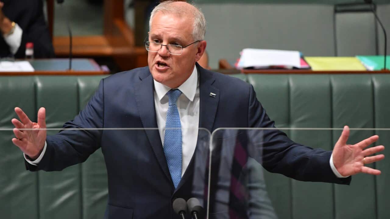 Prime Minister Scott Morrison during Question Time in the House of Representatives at Parliament House in Canberra.