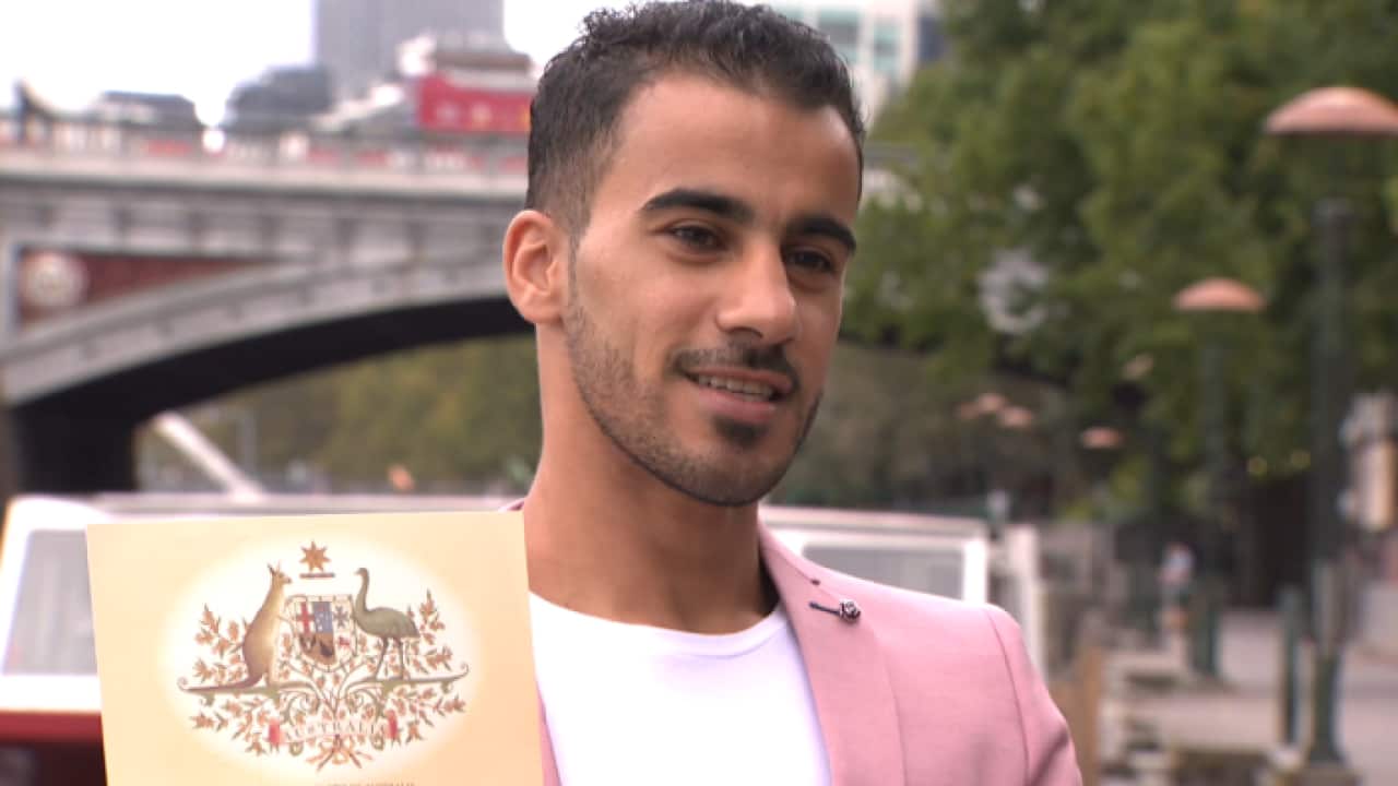Hakeem Al-Araibi with his citizenship certificate