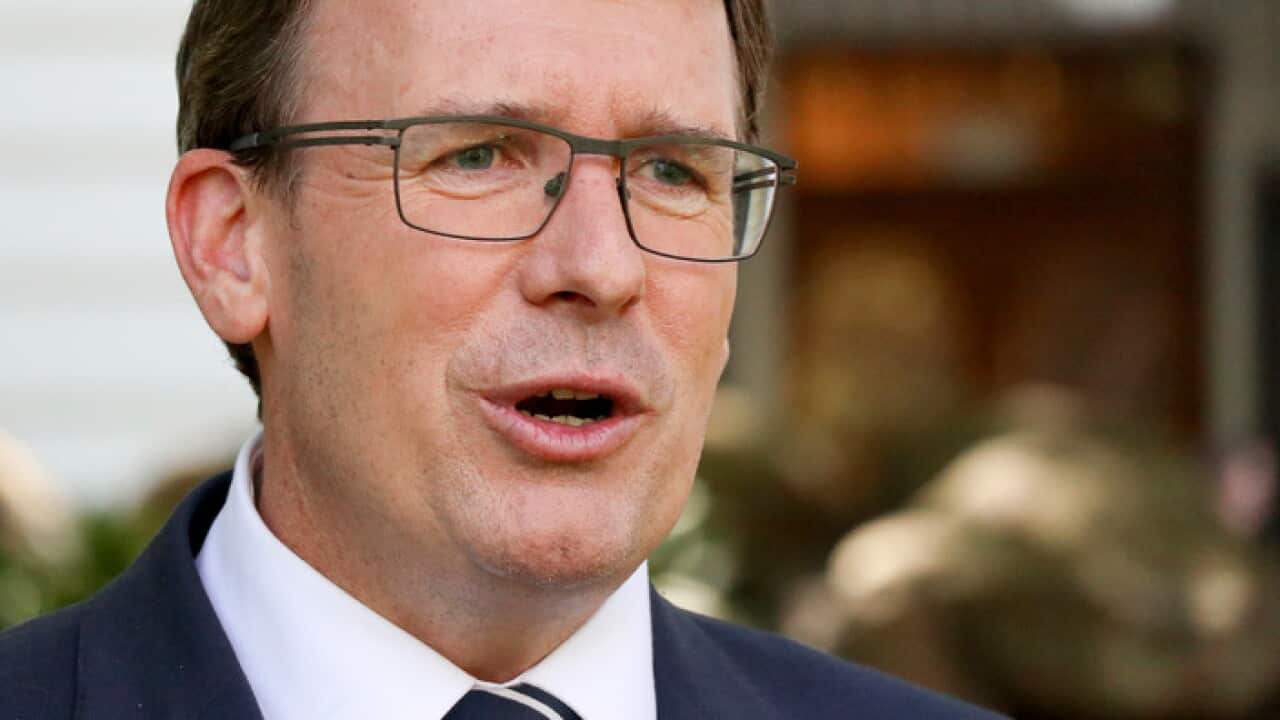 Minister for Human Services Alan Tudge speaks to the media during a press conference in Melbourne, Thursday, January 25, 2018.