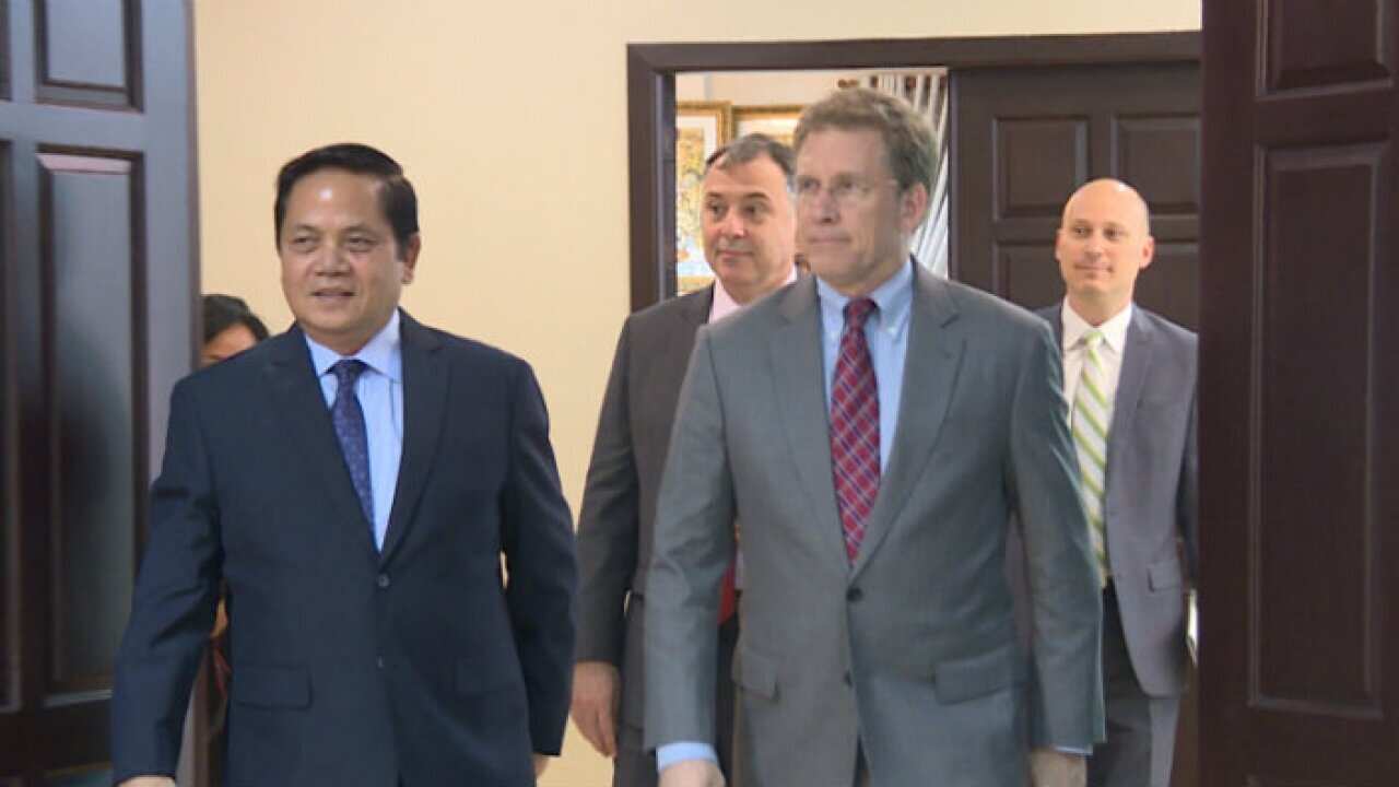 Patrick Murphy, assistant secretary of state and Ouch Borith Secretary of Ministry of foreing affair.