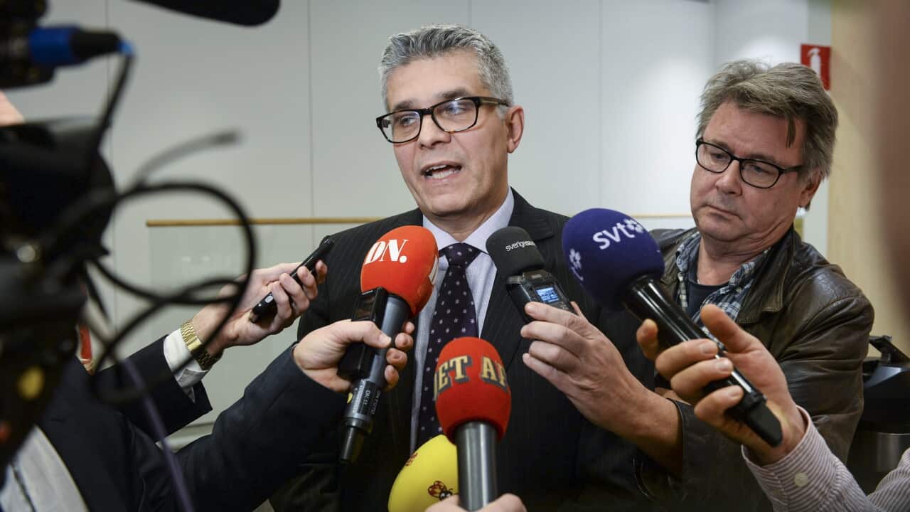 Anders Thornberg, head of the Swedish Security Service (SAPO) talks to journalists during a press meeting at the SAPO headquarters in Stockholm, Sweden.
