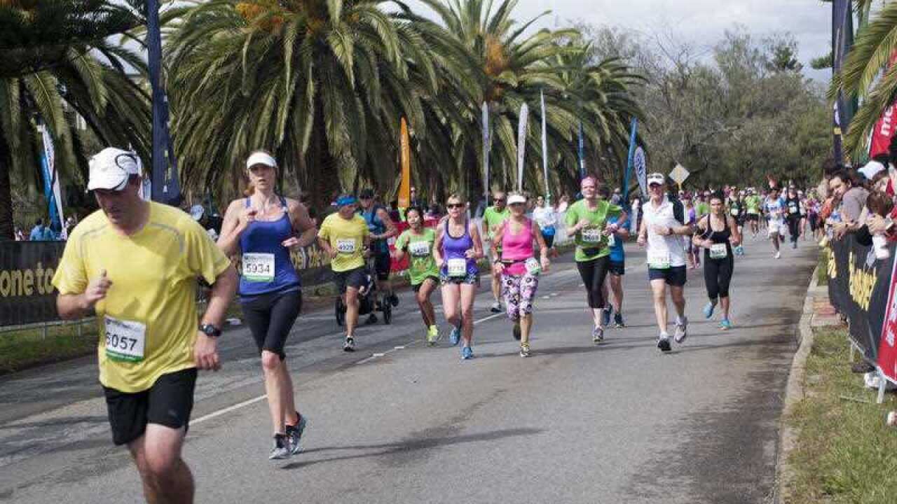 Over 45,000 runners compete in the 40th anniversary event of Perth's City to Surf in Perth, WA on August 31, 2014.