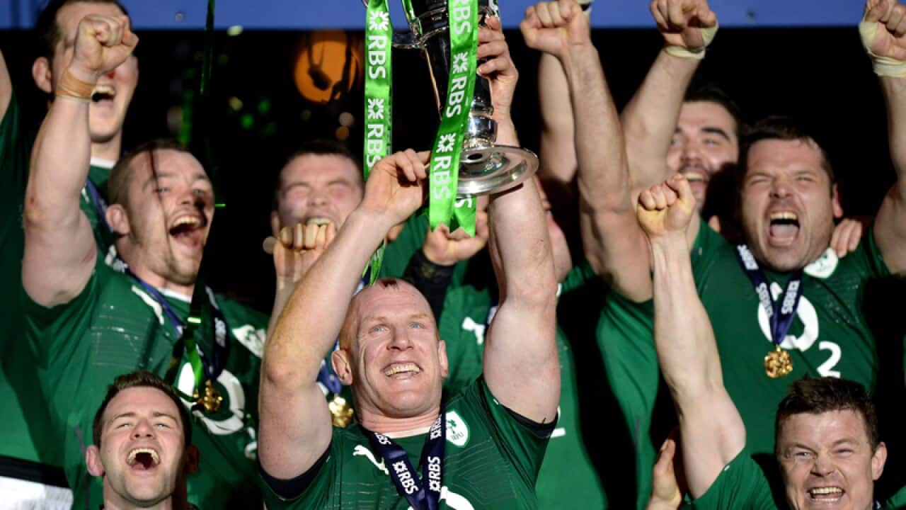 Ireland's team after winning the 6 Nations title