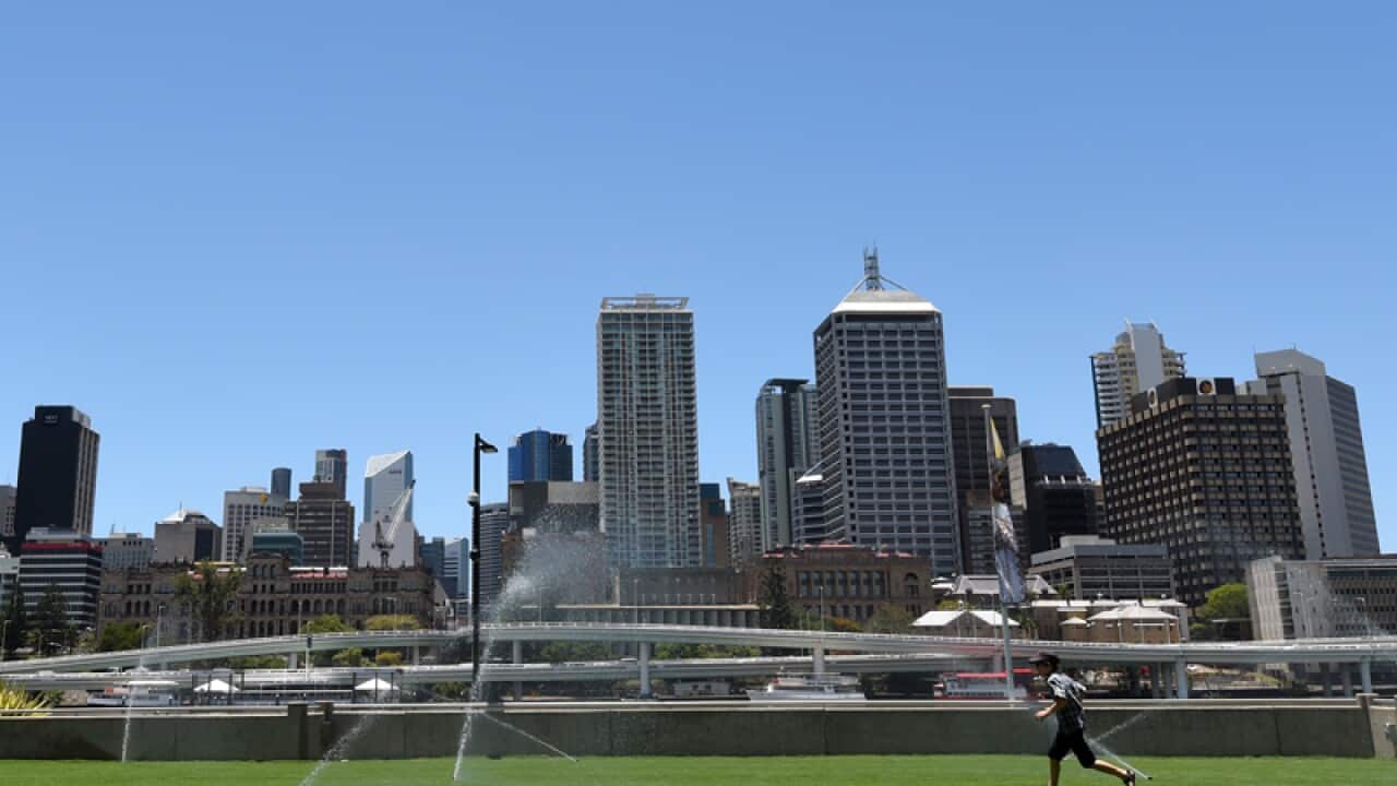 A boy plays at South Bank in Brisbane