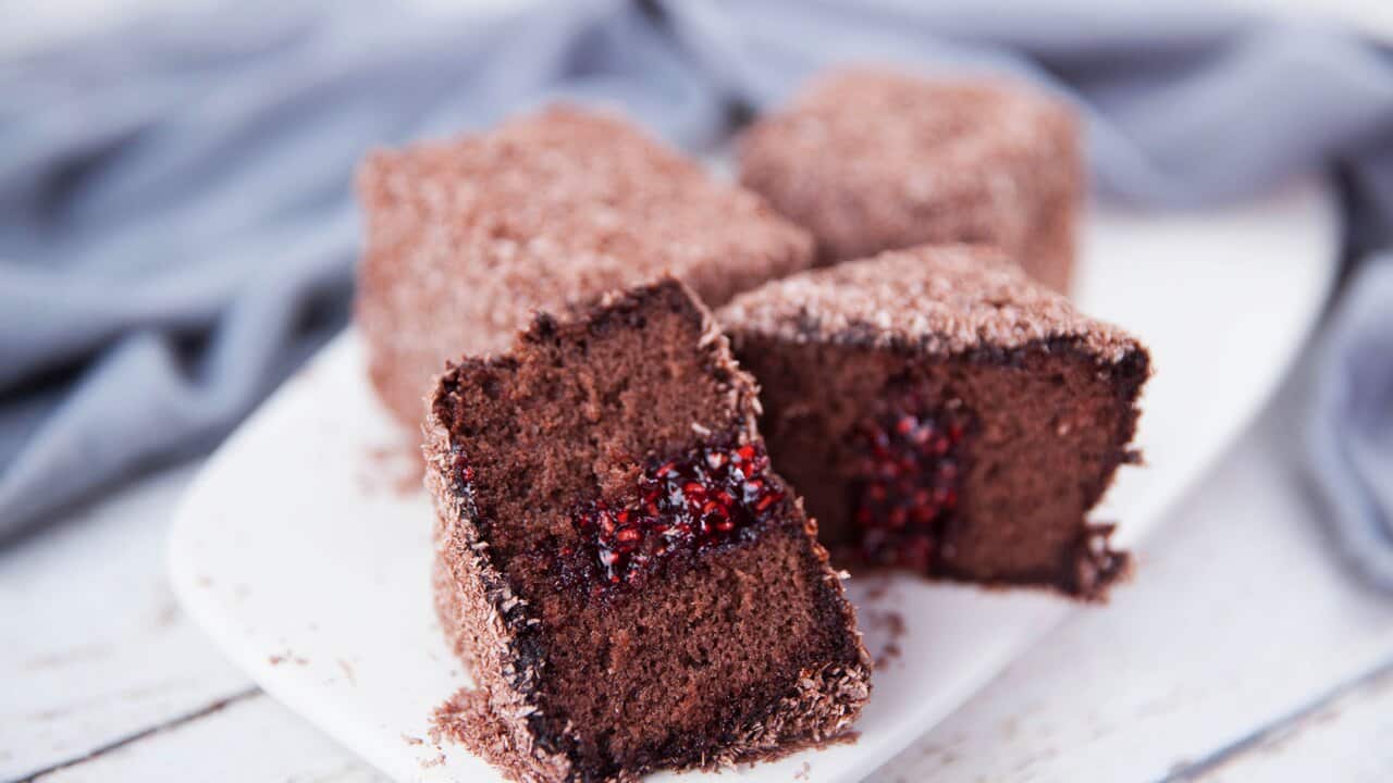 Triple chocolate lamington