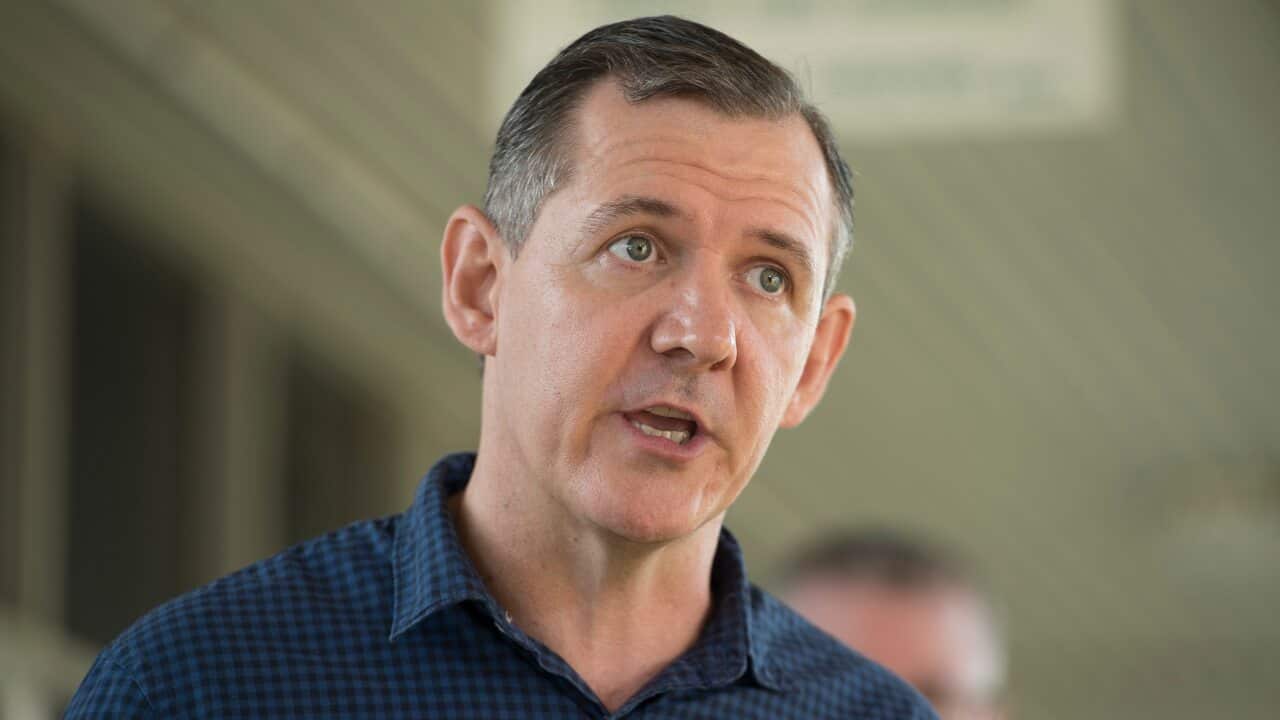 Northern Territory Chief Minister Michael Gunner speaks to reporters at a press conference in Darwin in March.